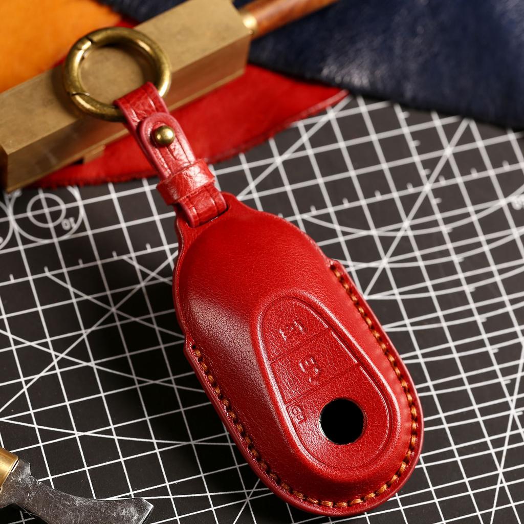 Leather Car Remote Key Cover Case Holder Shell Protector Fob for Mercedes Benz A B C E S Class S400L CLA CLS GLC GLE GLS EQE EQS