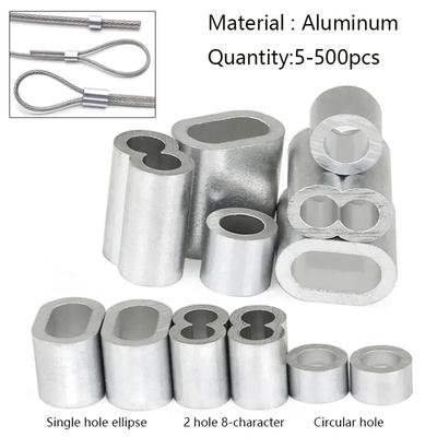 5-500 szt. tulejka aluminiowa, podwójny otwór tulejka zaciskowa do kabli, aluminiowy ogranicznik liny w kształcie 8, akcesoria sprzętowe do zaciskania lin