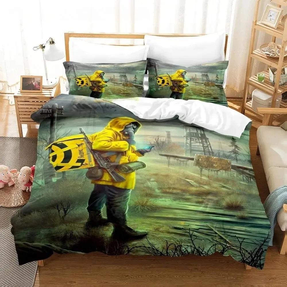 Game S.T.A.L.K.E.R. 2 Heart of Chernobyl Bedding Set Cartoon Anime Three-piece Set Adult Boys Bedroom Duvetcover Sets
