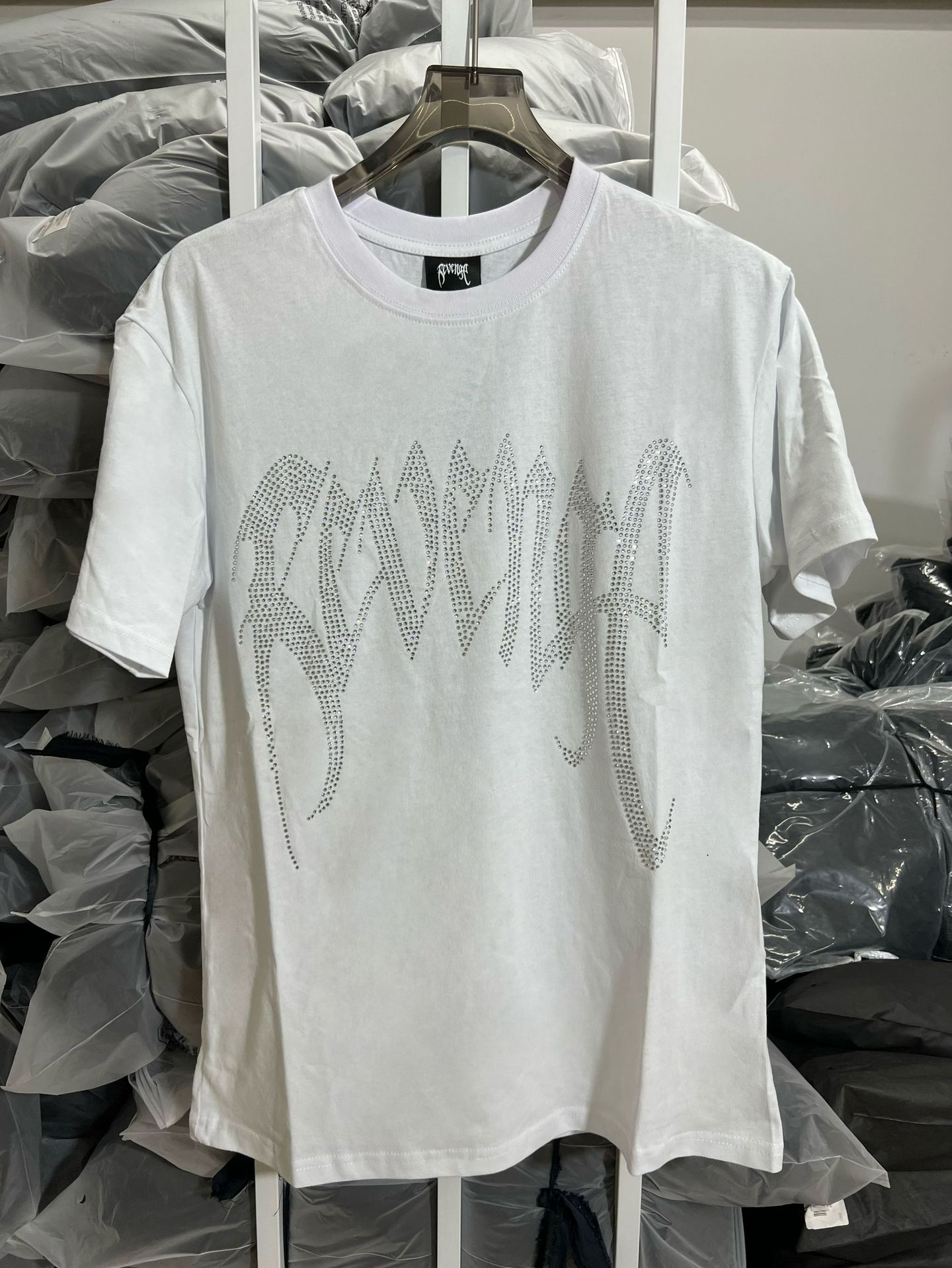 Унисекс Хип-хоп Винтажная Y2K Футболка с коротким рукавом и надписью из страз для мужчин и женщин свободные уличные повседневные топы XL 2980₽