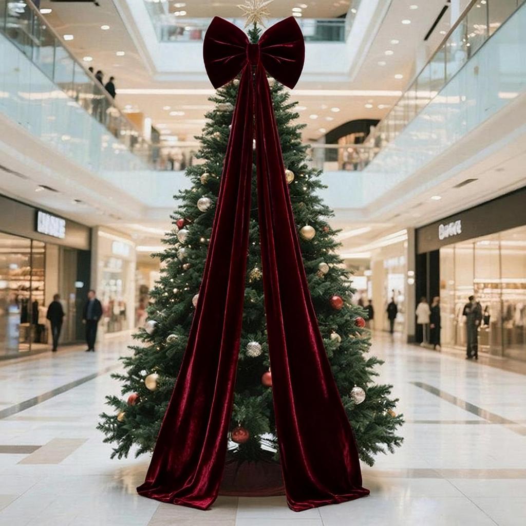 Hot Selling Large Wine Red Velvet Christmas Tree Bow Decoration