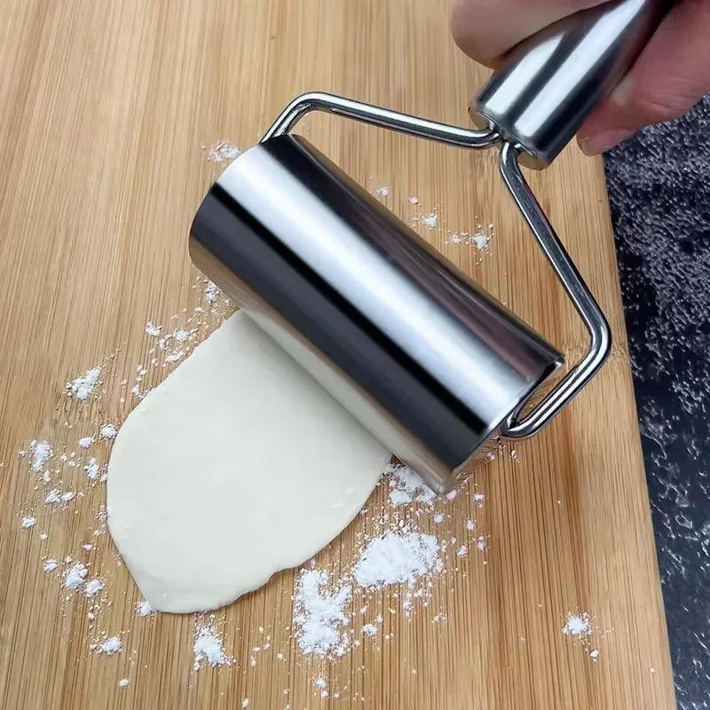 2pc Rolling Pin Stainless Steel Non Stick Smooth Dough Pastry Roller for Baking Pizza Pie Pastries Pasta Cookie Home Baking Tool