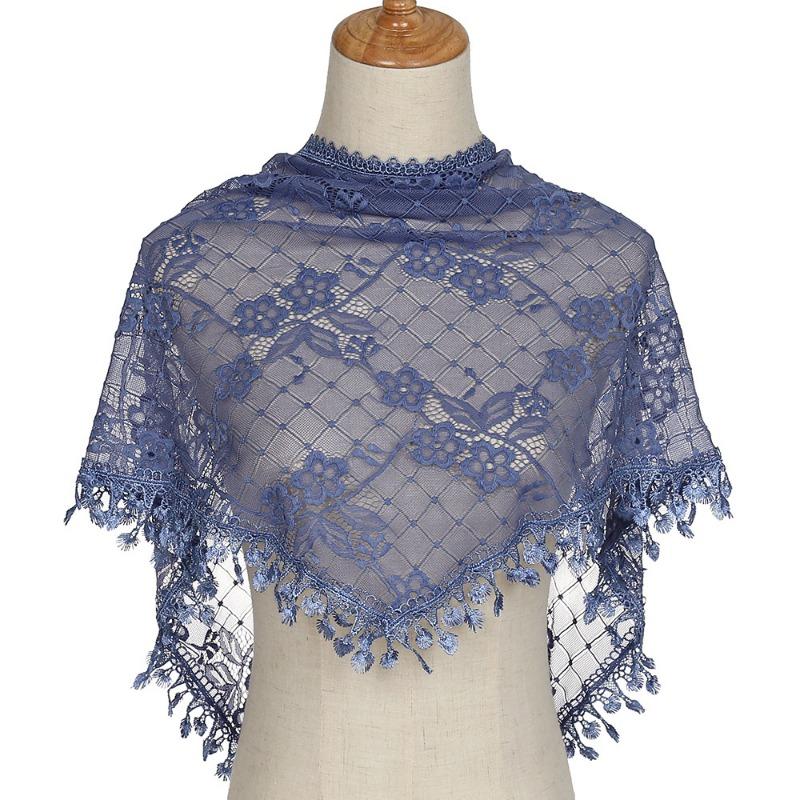 

Spring and summer new floral lace plaid triangle towel, classic hollow solid color triangle towel for women 140-50cm