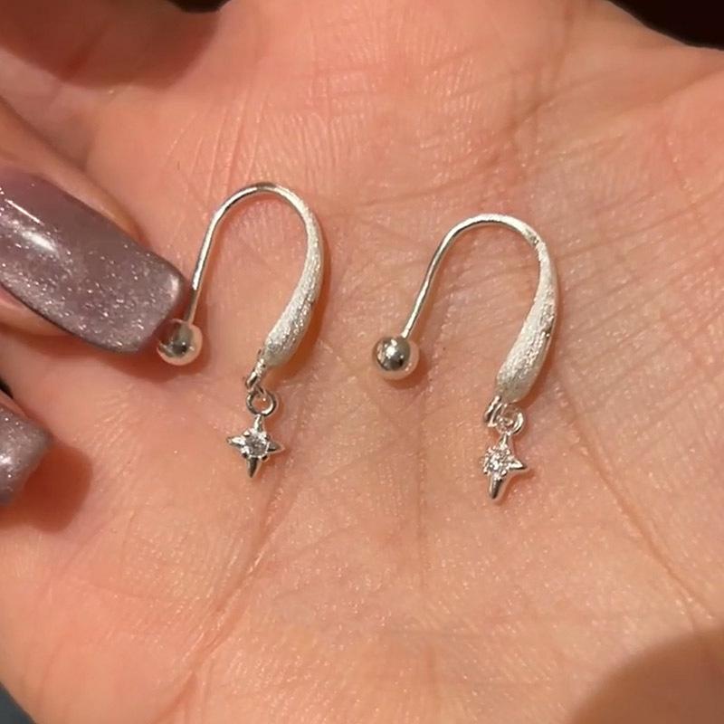 

ANENJERY Silver Color Brushed Star Zircon Earrings for Women Special Fashion Luxury Design Jewelry Gifts Wholesale серебряный