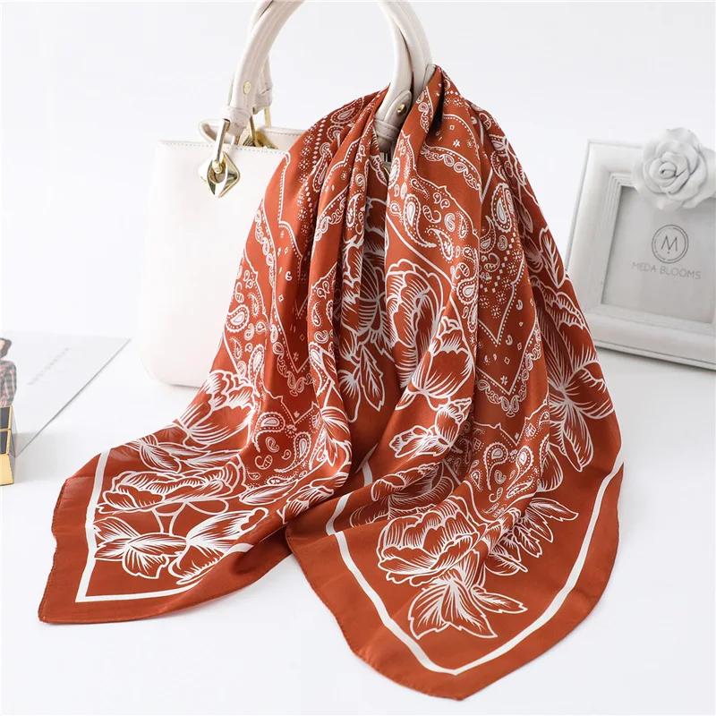 Fashion Print Silk Hairbands Scarf Women  Spring New Elagant Floral Bandana Neck Kerchief Head Bands Foulard Female Scarfs