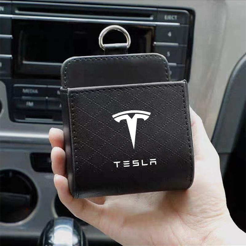 1Pcs Car Badge Air Outlet Storage Box Phone Glasses Organizer For Tesla Model 3 Model S Model X Model Y Roadster Bonina Coil