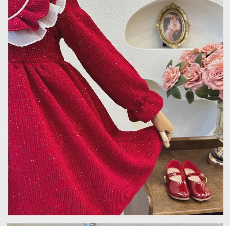 Girls' Winter New Style Chinese Princess Dress: Red New Year Outfit