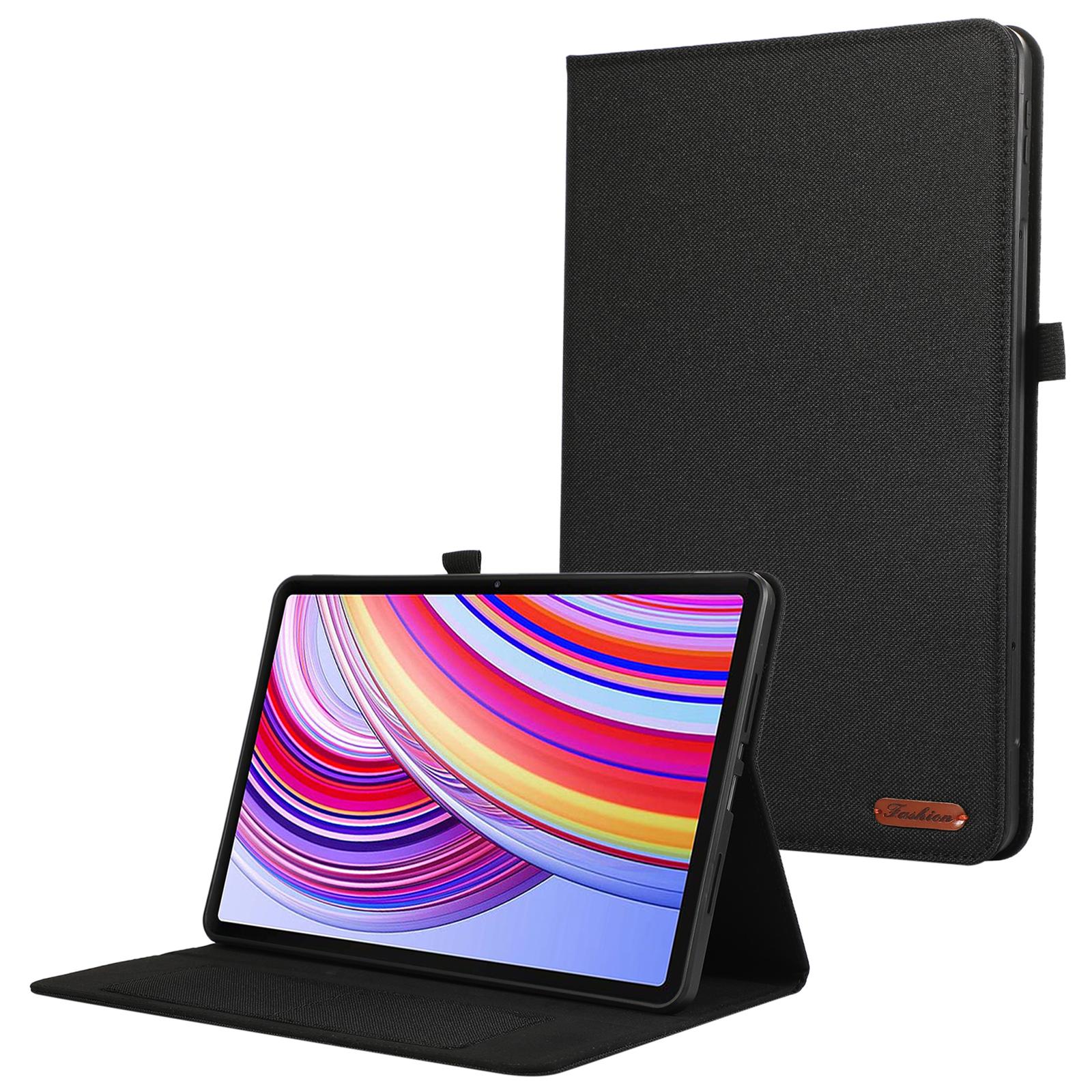 

Для Xiaomi Redmi Pad Pro/Redmi Pad Pro 5G/Poco Pad Чохол-підставка для планшета з кишенею для карток, текстура тканини, шкіра Black