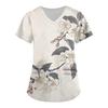Women's Cute Printed Work Clothes V-neck Double Layer Pockets Basic Short Sleeve Top Pullover Valentines