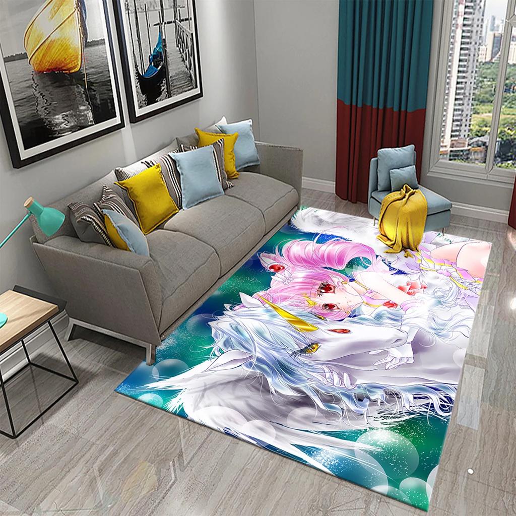 Cartoon Lovely Unicorn Print Carpet Kids Playroom Play Carpet Living Room Bedroom Bathroom Beautiful Non-slip Carpet Home Decor