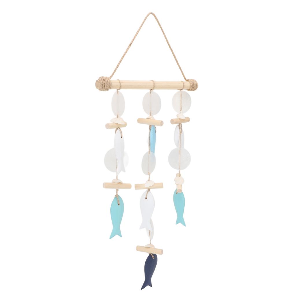 Fisch Windspiel Meeresthema Wandbehang Dekor Massivholz Hanfseil Muschel Fisch Glockenspiel für Zuhause