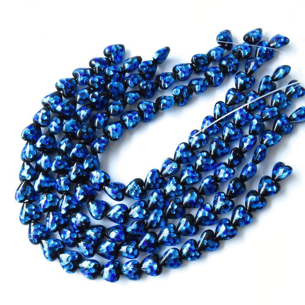 

[GOLD STONE] Firefly Glass Beads, Heart Shape, Medium, Approx. 15 x 15 x 8mm, Approx. 39cm Long, Glass Beads, Okinawa Souvenir