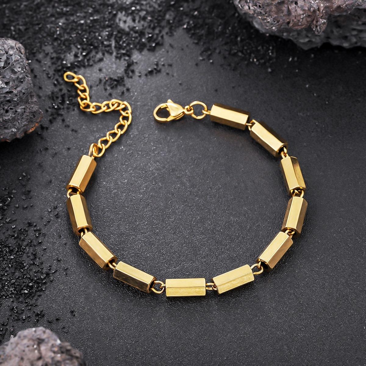 Premium Punk Hip Hop Bamboo Cylinder Geometric Unisex Fashion Bracelet 1pc