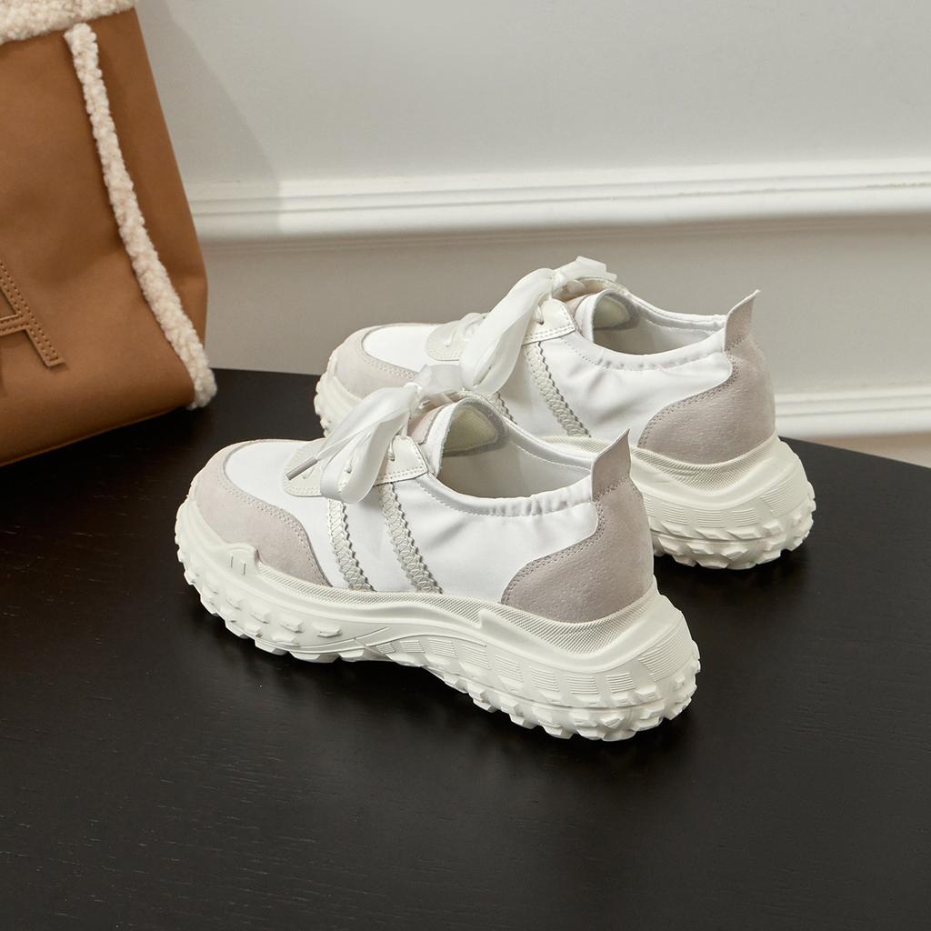 Small thick-soled inner height-increasing Forrest Gump shoes for women's 2025 new summer leather breathable satin casual German training shoes