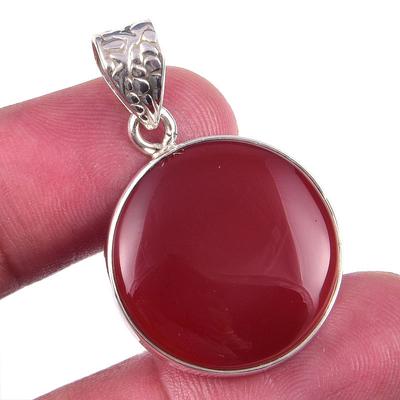 Natural Carnelian Gemstone Handmade 925 Solid Sterling Silver Pendant 1.25" i5F38