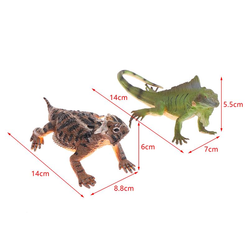 Horned Lizard Green Iguana Figurine Desktop Ornaments Action Figures Wildlife Educational Toy For Boys Girls