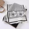 Fashion new long silk scarf women's Korean version line printing simulation silk medium length thin scarf sunscreen shawl