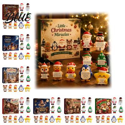 Calendario dell'Avvento per Bambini Natale Scatola Conto alla Rovescia a 9 Caselle Babbo Natale Pupazzo di Neve E Bambole con Citazioni Ispiratrici Renna Figure con Citazioni Festività