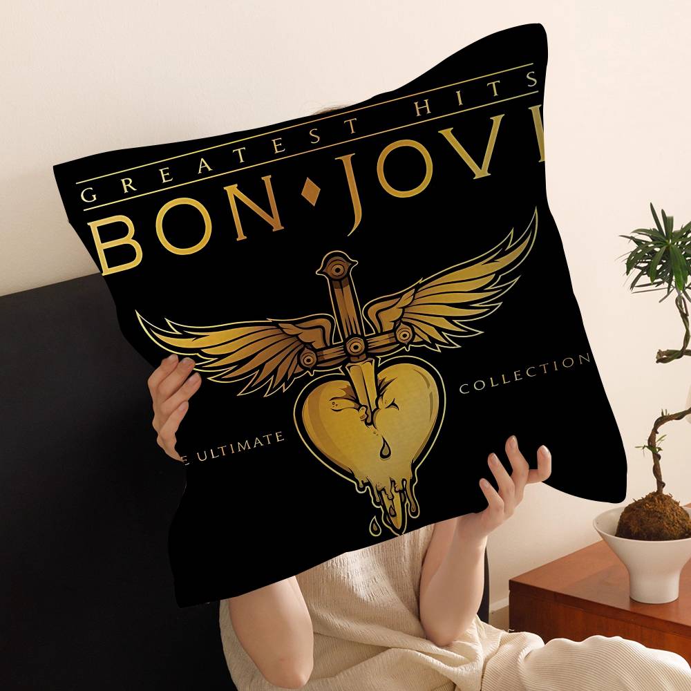 Hot Rock Band B-Bon Jovies Cushion Cover Pillow Cover Decor Pillowcase Printed Cushion Case For Couch