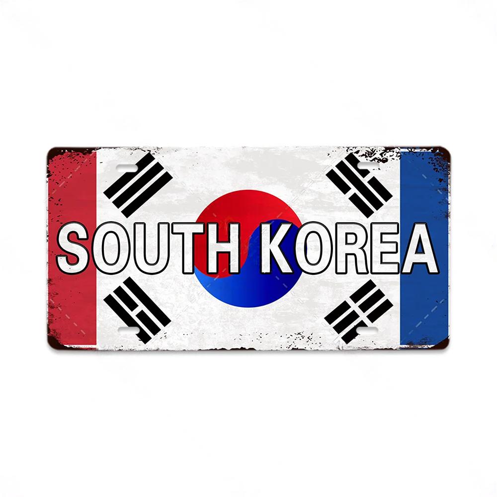 Retro License Plate Various Regions Metal Signs Posters Decor Italy Brazil Japan Poland Korea Ireland Bar Garage Plaque