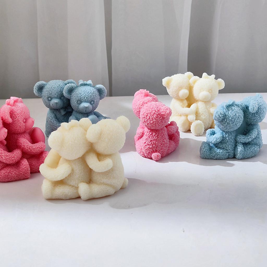 Epoxy Handmade Soap Mold Lovers Bear Decoration Candle Mold for DIY Decoration Making Soap Candle Melt Resin Clay