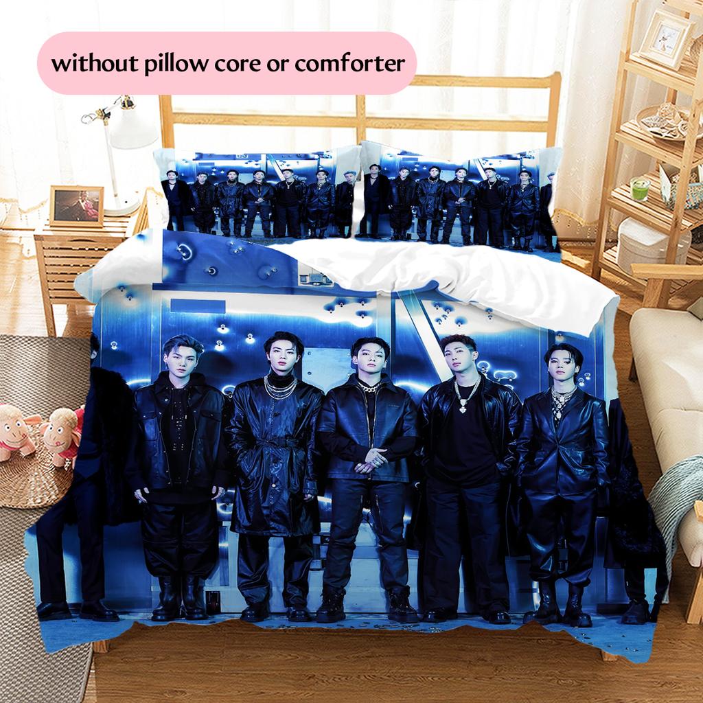 BTS Pattern Bedding Home Decoration Birthday Gift (1 * Duvet Cover + 2 * Pillowcase, Without Core)