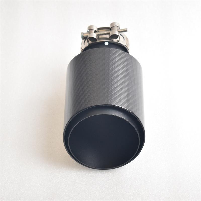 

RE 1pcs Carbon fiber car exhaust, matte black car modification, angled stainless steel muffler Nozzle car tailpipe IN51-OUT89MM