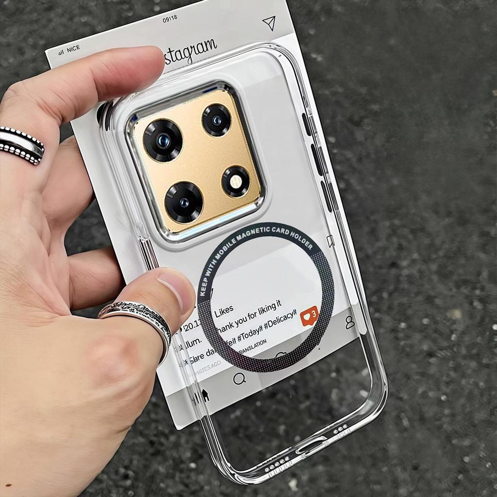 Case for infinix NOTE 30 Pro 4G Minimal Semi-Transparent Magnetic Casing Raised Electroplated Lens Bezel Anti-Slip Drop Resistant Protective Shell