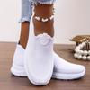 Women's Solid Color Platform Sneakers, Breathable Knit Slip On Outdoor Shoes, Comfortable Low Top Sport Shoes