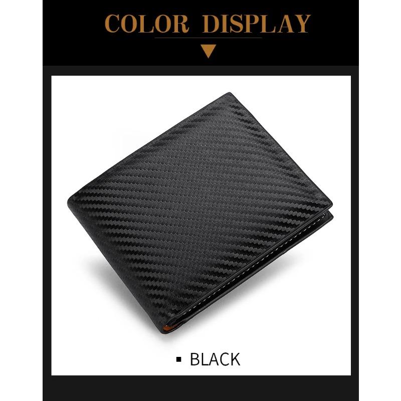 Carbon Fiber Multi Slot Wallet For Men, Short Zipper Coin Purse, Business Anti-Theft Brush Men'S Card Bag Integrated