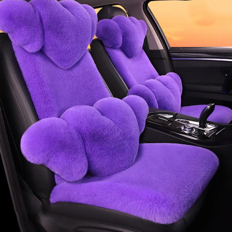 New Winter Car Plush Seat Cushion Heart Shaped Head Pillow Neck Pillow Waist Support Cushion Thickened Warm Universal Seat Cover