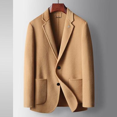 Men's Casual Suit Autumn and Winter Pure Handmade Double-sided Woolen Suit Jacket Middle-aged and Young Business Wool Single West