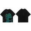 Men T Shirt Streetwear Hip Hop Oversized T Shirt Soulmate Shadow Graphic Tshirt Distressed Harajuku Ripped Tops Tees Cotton