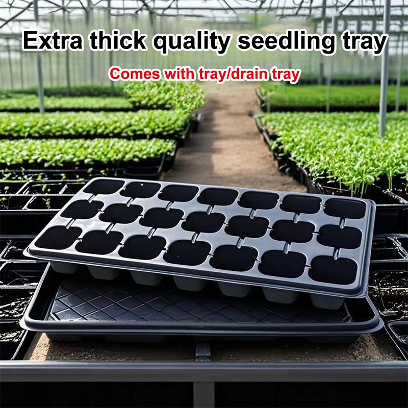 10Pcs Seedling Trays Plastic Gardening Germination Trays Black Seedling Container Garden Supplies For Vegetable Flower