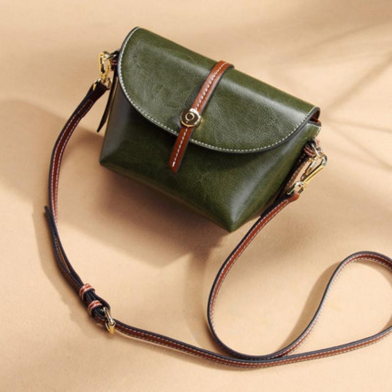 Leather Shoulder Bag Women's Oblique Straddle Bag