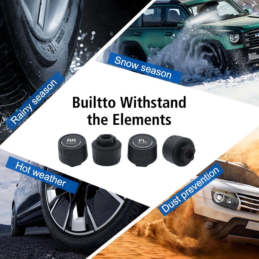Auto Security Alarm Tyre Temperature Monitor Tire Pressure Monitoring System Digital LCD Display Car TPMS 4 Sensors Solar USB Powered