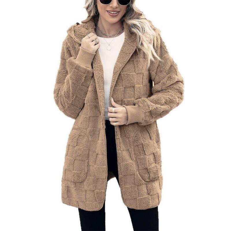 Womens Fuzzy Plush Loose Cardigan Winter Warm Casual Outerwear Home Loungewear