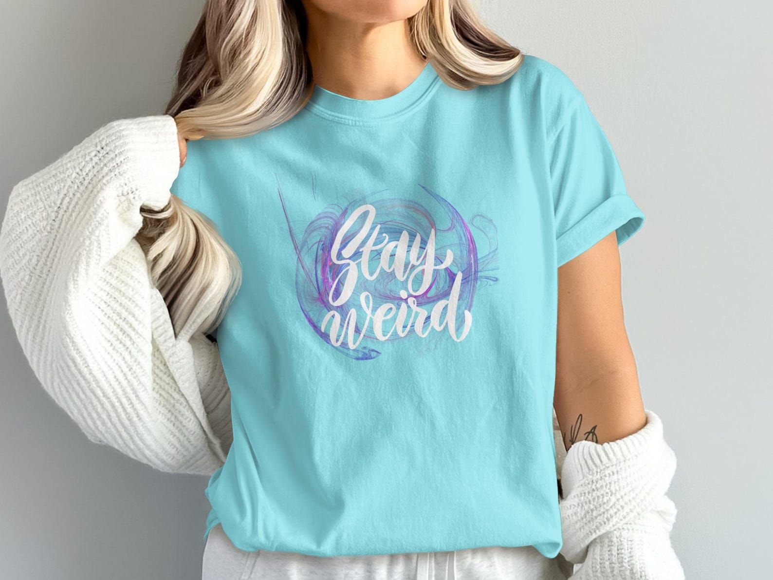 Stay Weird T-Shirt, Abstract Fractal Art Tee, Bohemian Graphic Top 2XL