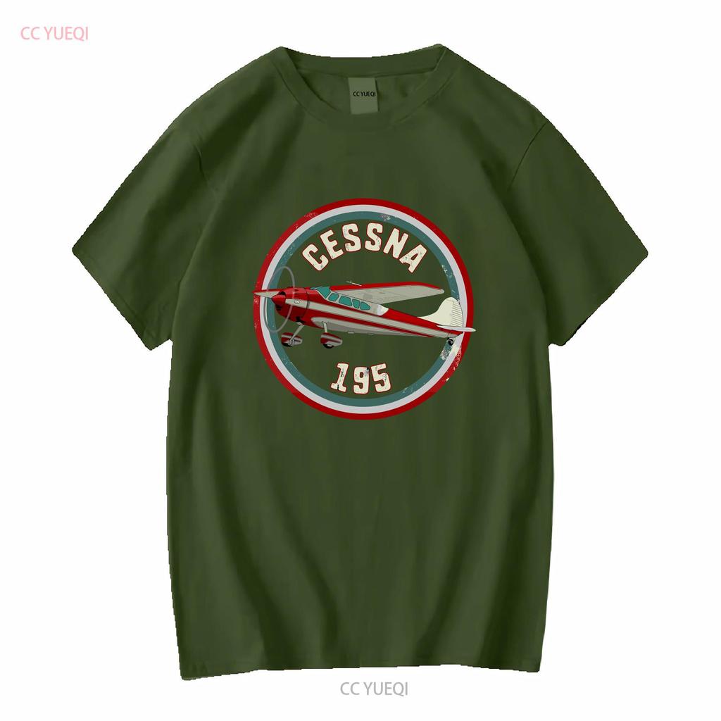 Cessna 195 Airplane T Shirt long or short sleeves vintage Washed fashion graphic Versatile Casual Top For Everyday Wear