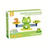 Frog balance math toy - green plastic, interactive weight stacking and counting game, suitable for young people