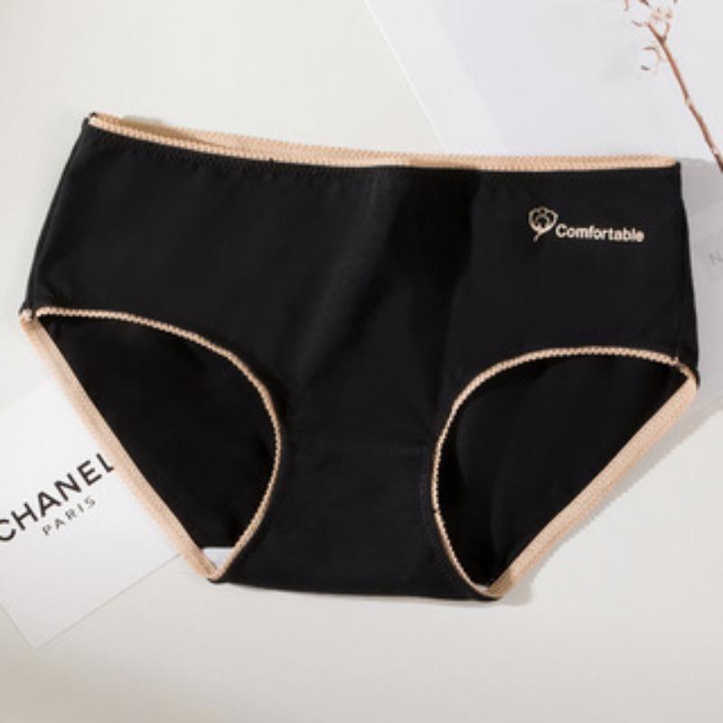

Нижнее белье, женские бесшовные удобные дышащие милые большие сексуальные трусы из чистого хлопка для студентов M чёрный
