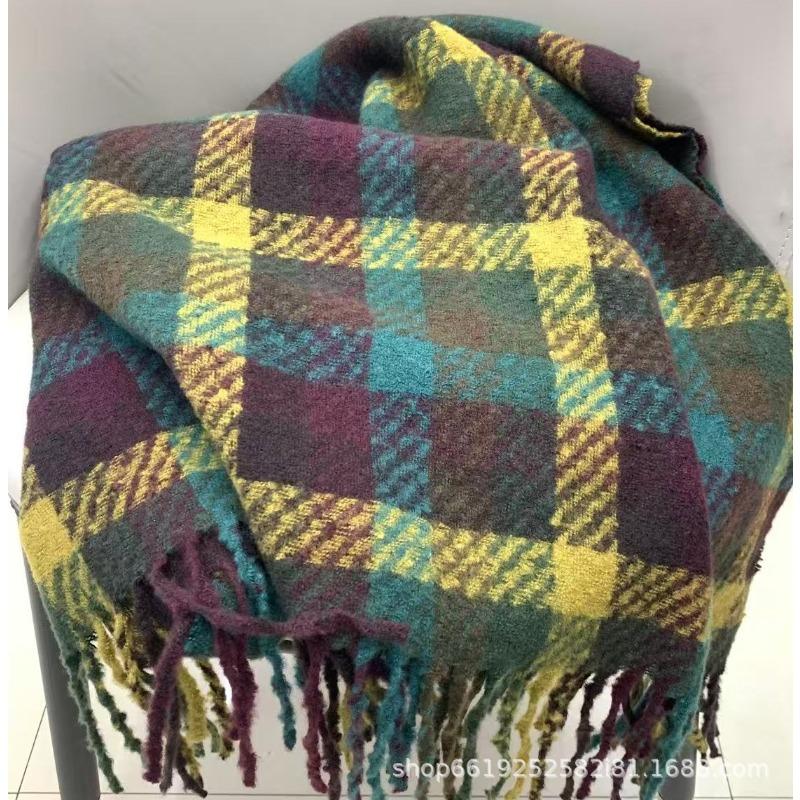 Korean Atmosphere Plaid Scarf Winter Warm Neck Protection Neck Scarf Thickened Warm Shawl Outer Wear