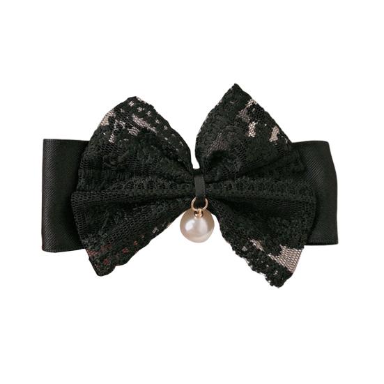 Hair Tie Ribbon Lace Bowknot Decor Imitation Pearl Pendant High Elastic Rubber Band Hair Rope Hair Accessories