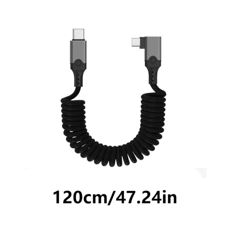 Fast Speed USB5 Type C Spring Cable 240W Power 80Gbps Transfer 16K Video Output for Type C Devices