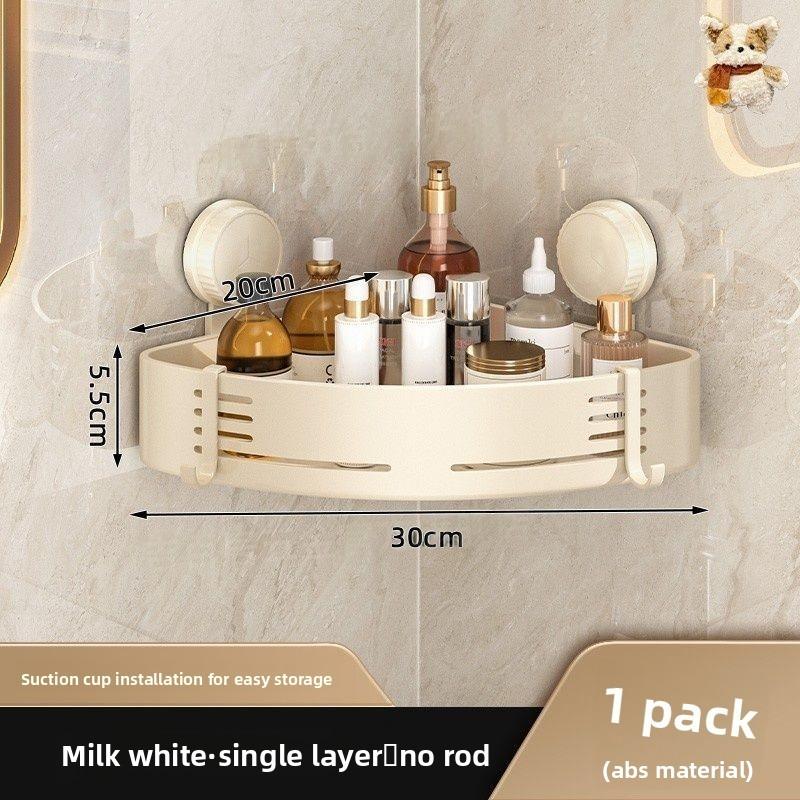 Bathroom Wall Mount Shelf With Abs Material And Padded Suction Cups For Shower Storage