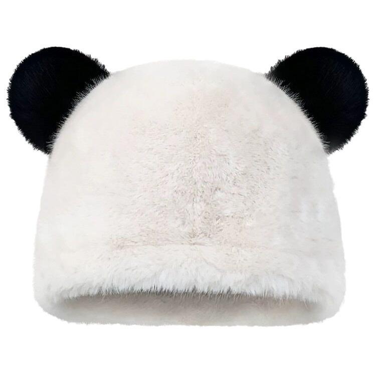 Cute Bear Hat for Women In Autumn and Winter Fur One Piece Ear Protection Plush Hat Warm Fisherman Hat Basin Hat Slimming