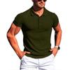Men's Running Sports Gym Wear Summer High Stretch Vertical Strip Short Sleeve POLO Shirt Slim Fit Knit Base Layer