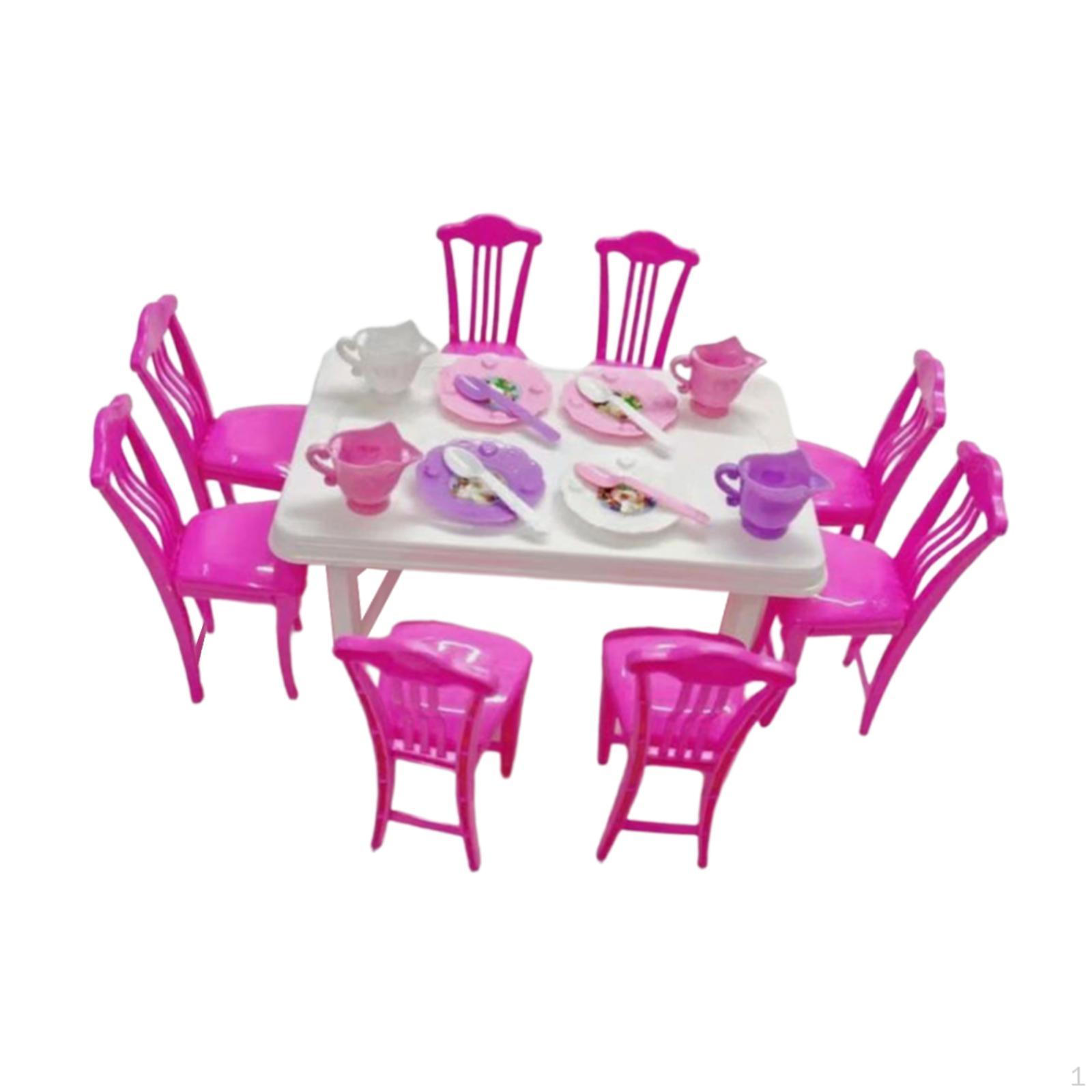 

Аксессуары для декора кукольного домика Набор обеденного стола и стульев Сделай сам Игрушки для сцены жизни Мебель Крошечный