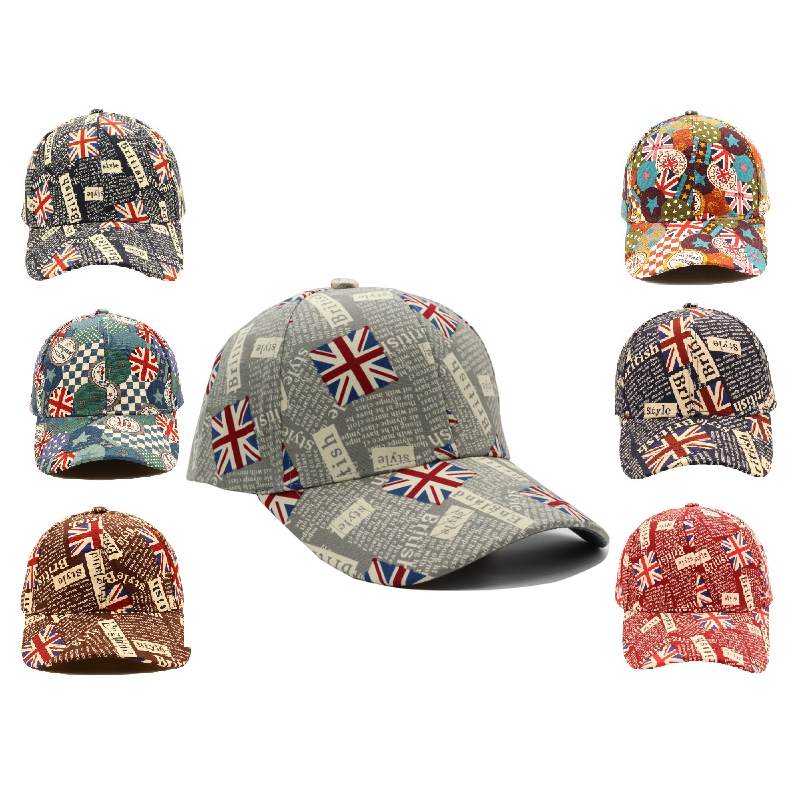 Flag National Uk Character Baseball Cap Printed Letter  Casual Hat  Simple