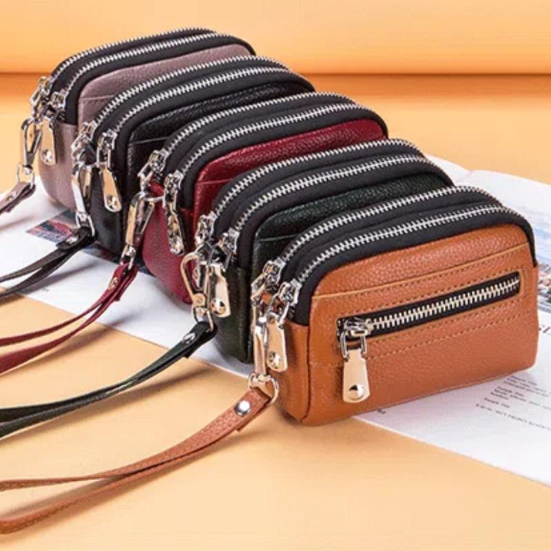 Genuine Leather Women's Wallet Clutch Purse Bag with Big Storage Capacity and Wrist Strap